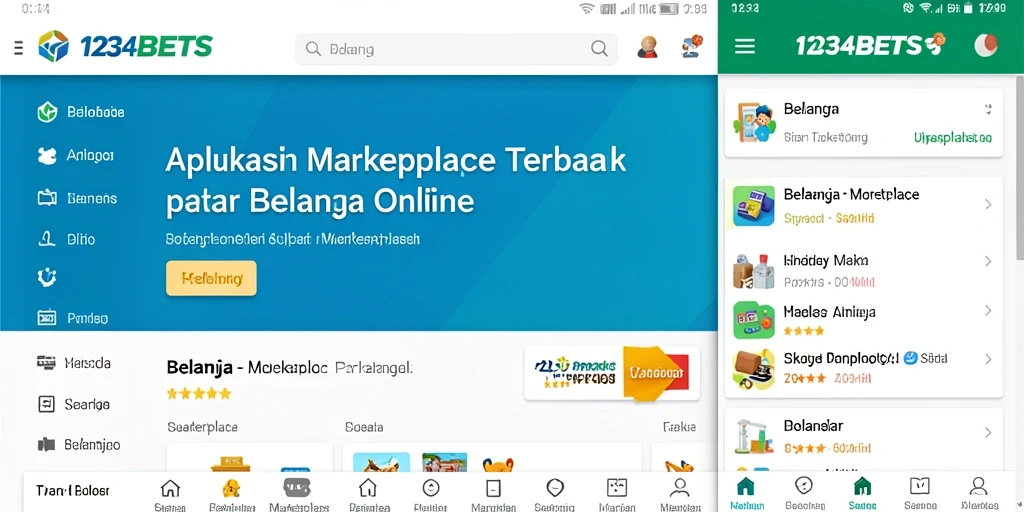 Tampilan antarmuka pengguna aplikasi 1234BETS untuk belanja online.