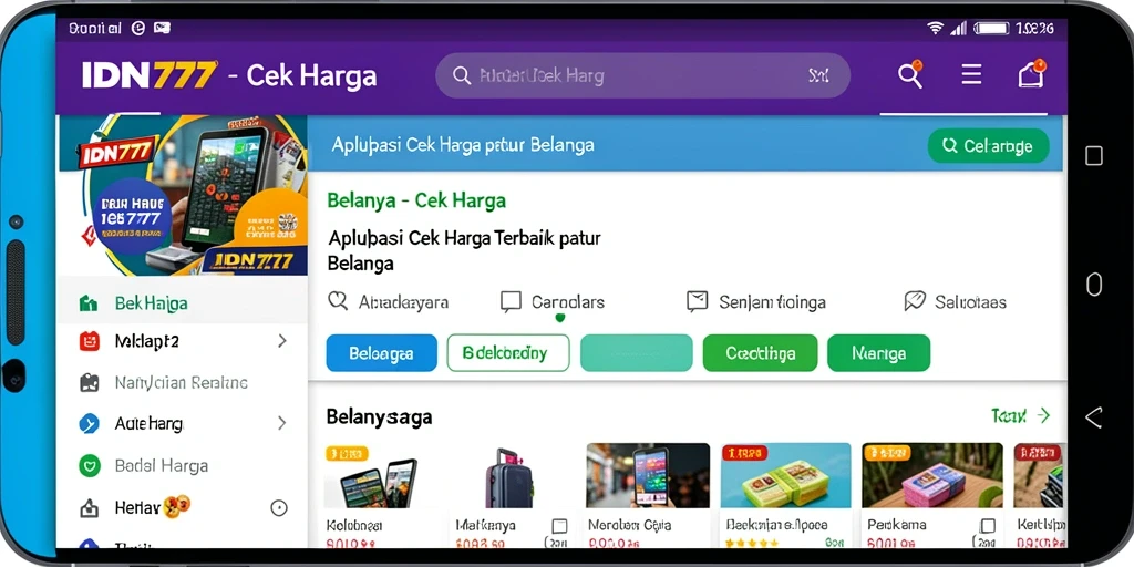 Tampilan antarmuka aplikasi IDN777 untuk cek harga produk.