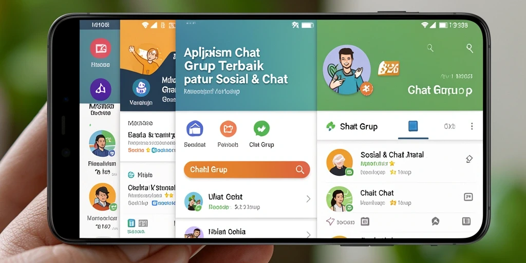 Tampilan antarmuka utama aplikasi MG108 dengan fungsi Chat Grup yang menarik.