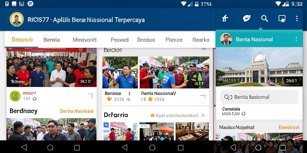Antarmuka RICIS77 yang menarik dan informatif untuk berita nasional.
