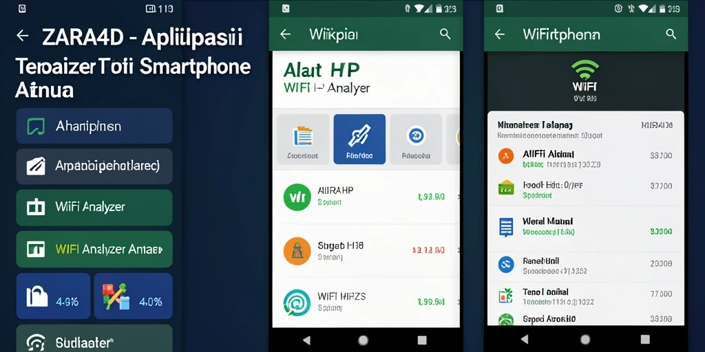 Antarmuka ZARA4D menunjukkan analisis kekuatan jaringan WiFi.